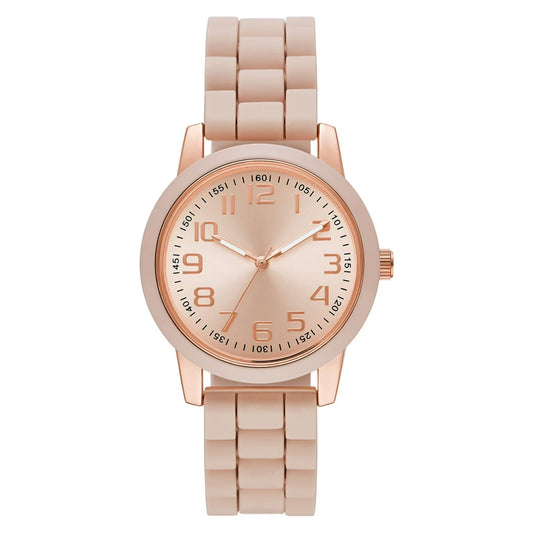 Time & Tru Women’s Rose Gold Silicone Strap Quartz Watch (FMDOTT072)