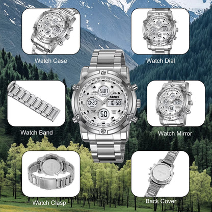 SKMEI Men’s Military Analog Digital Waterproof Quartz Watch with LED Chronograph