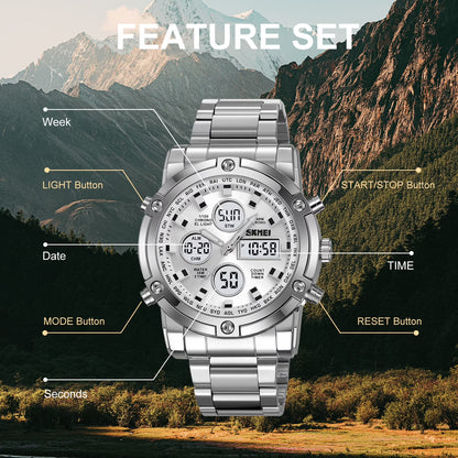 SKMEI Men’s Military Analog Digital Waterproof Quartz Watch with LED Chronograph