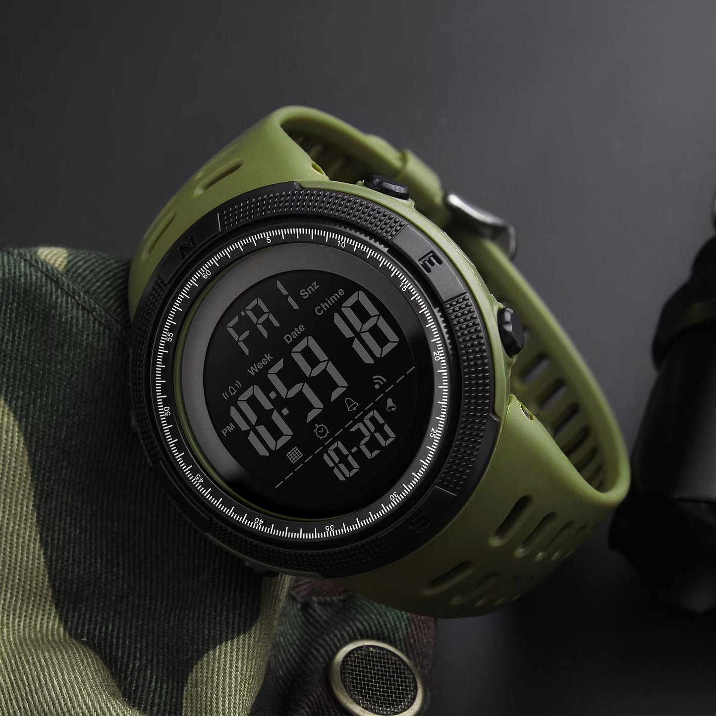 SKMEI Men’s Waterproof Digital Sport Watch with Alarm & Backlight (Army Green)