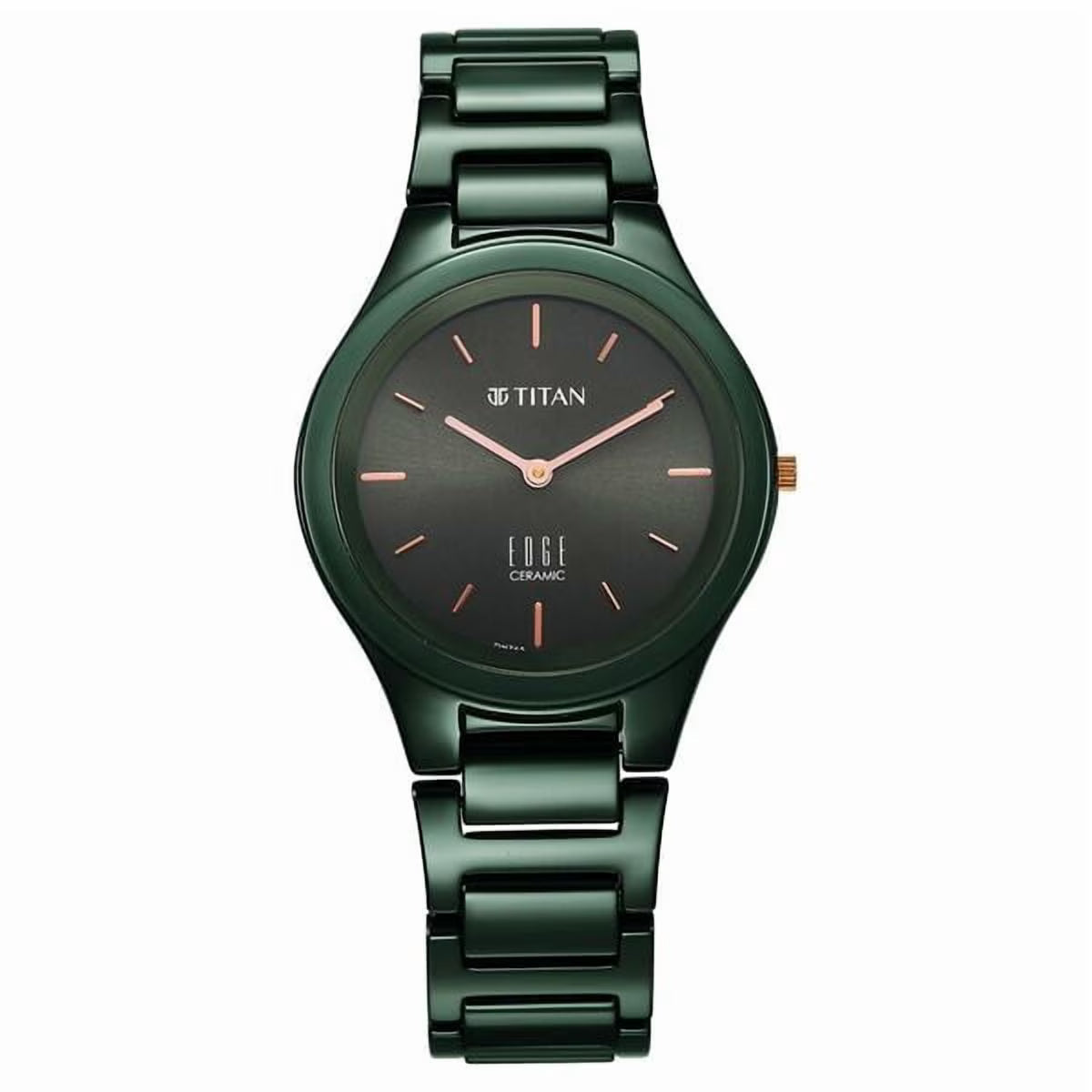Titan Edge Ceramic Quartz Women’s Watch with Green Dial