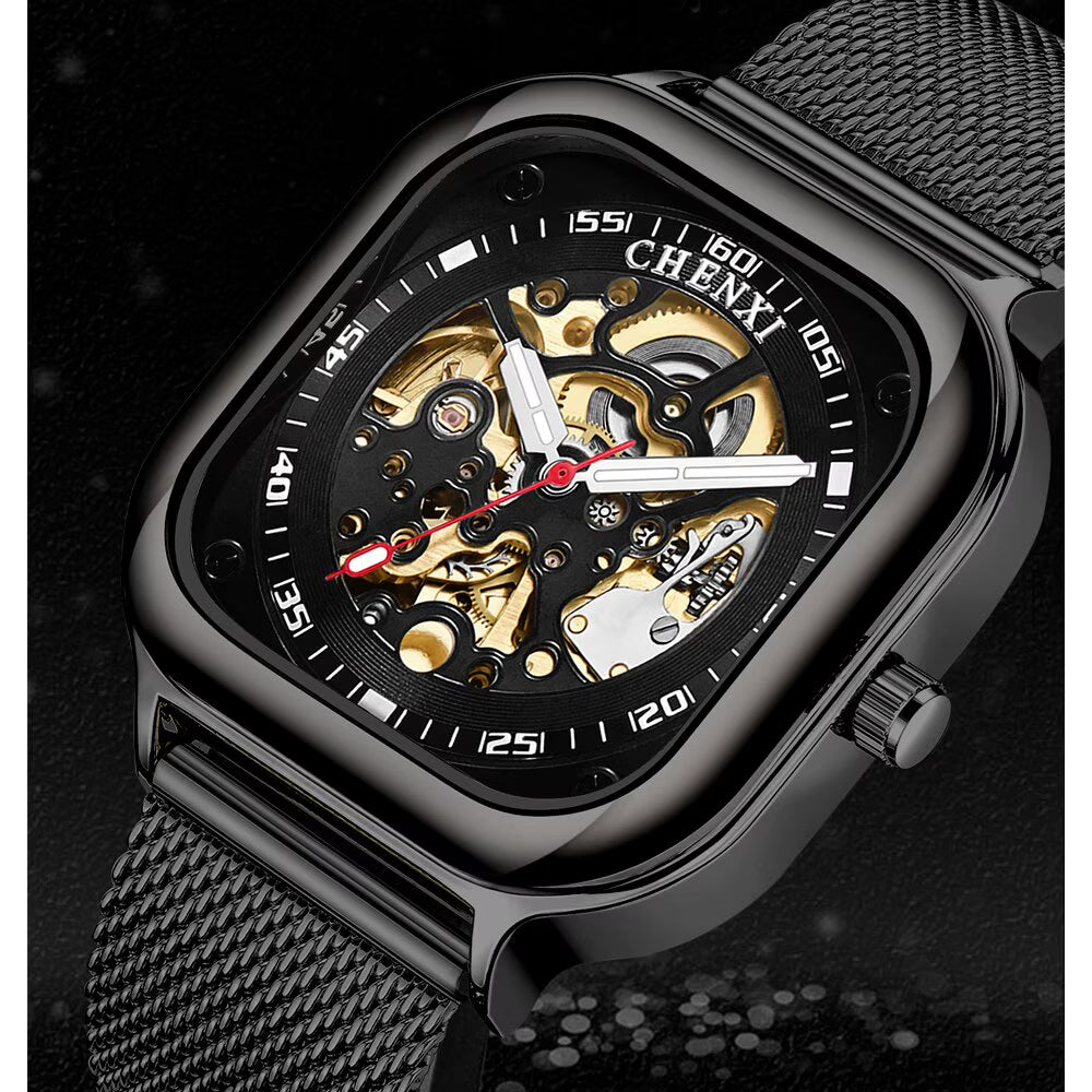 CHENXI Luxury Automatic Skeleton Stainless Steel Men’s Watch