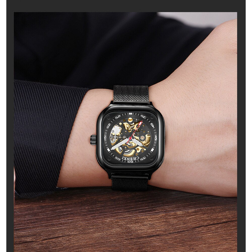 CHENXI Luxury Automatic Skeleton Stainless Steel Men’s Watch