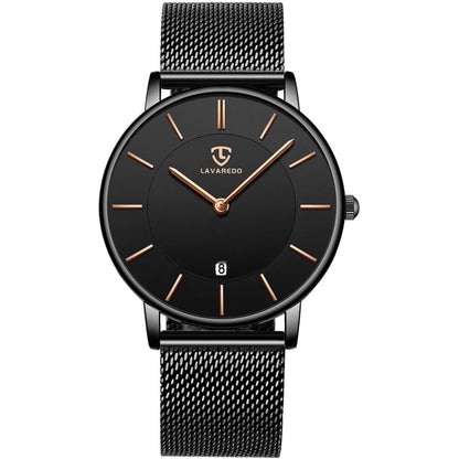Ultra-Thin Men’s Quartz Watch with Large Minimalist Dial & Stainless Steel Band
