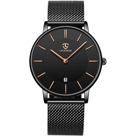 Ultra-Thin Men’s Quartz Watch with Large Minimalist Dial & Stainless Steel Band