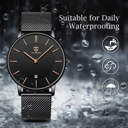 Ultra-Thin Men’s Quartz Watch with Large Minimalist Dial & Stainless Steel Band