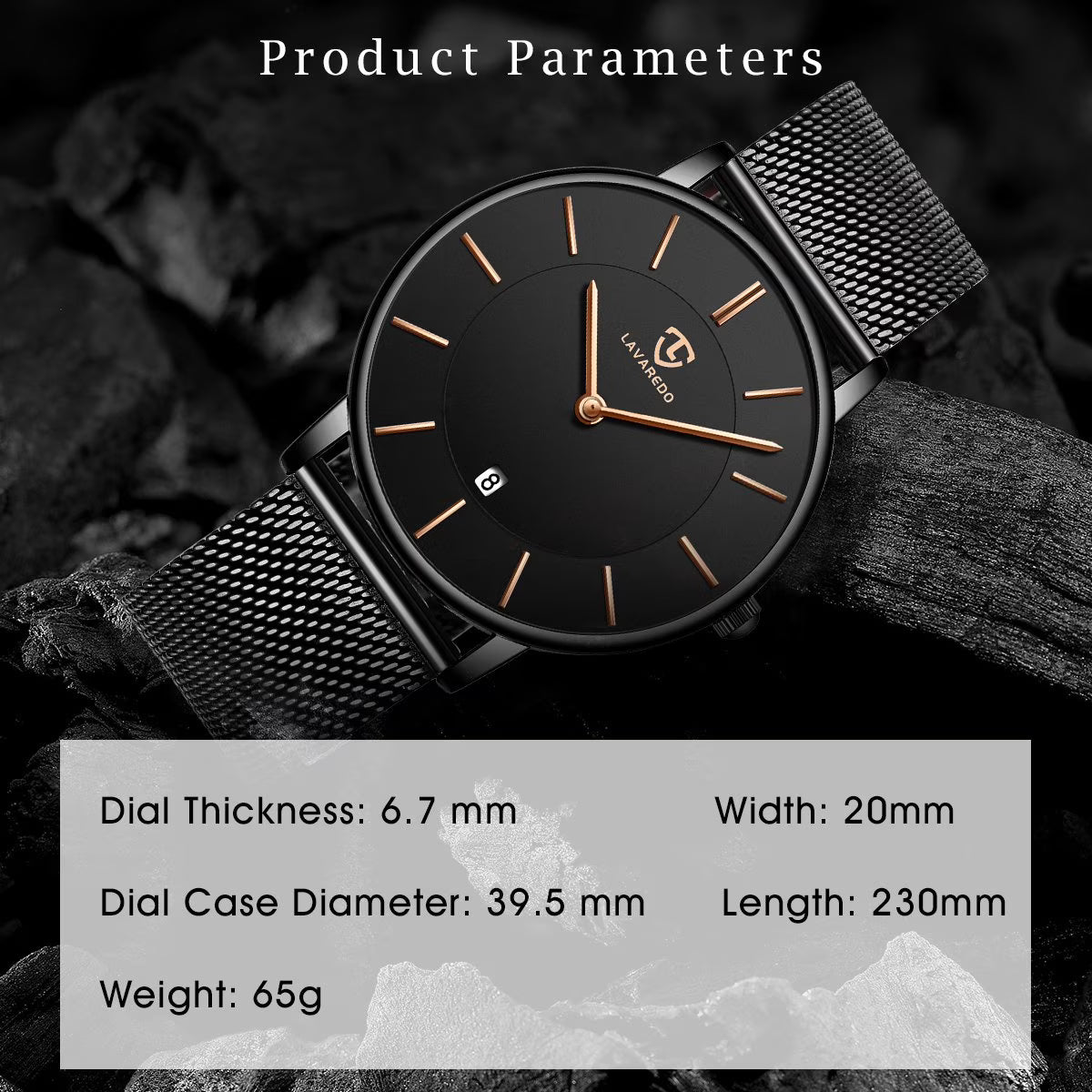 Ultra-Thin Men’s Quartz Watch with Large Minimalist Dial & Stainless Steel Band