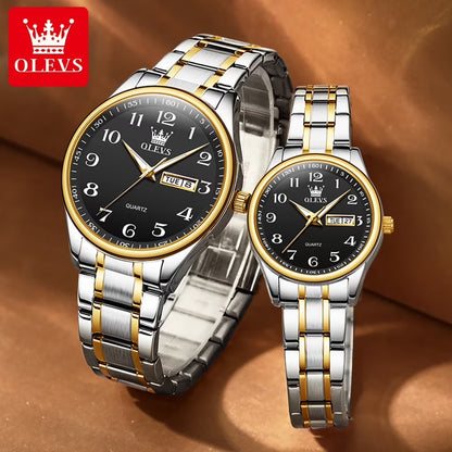 OLEVS Couple Watches Men and Women Gift Set