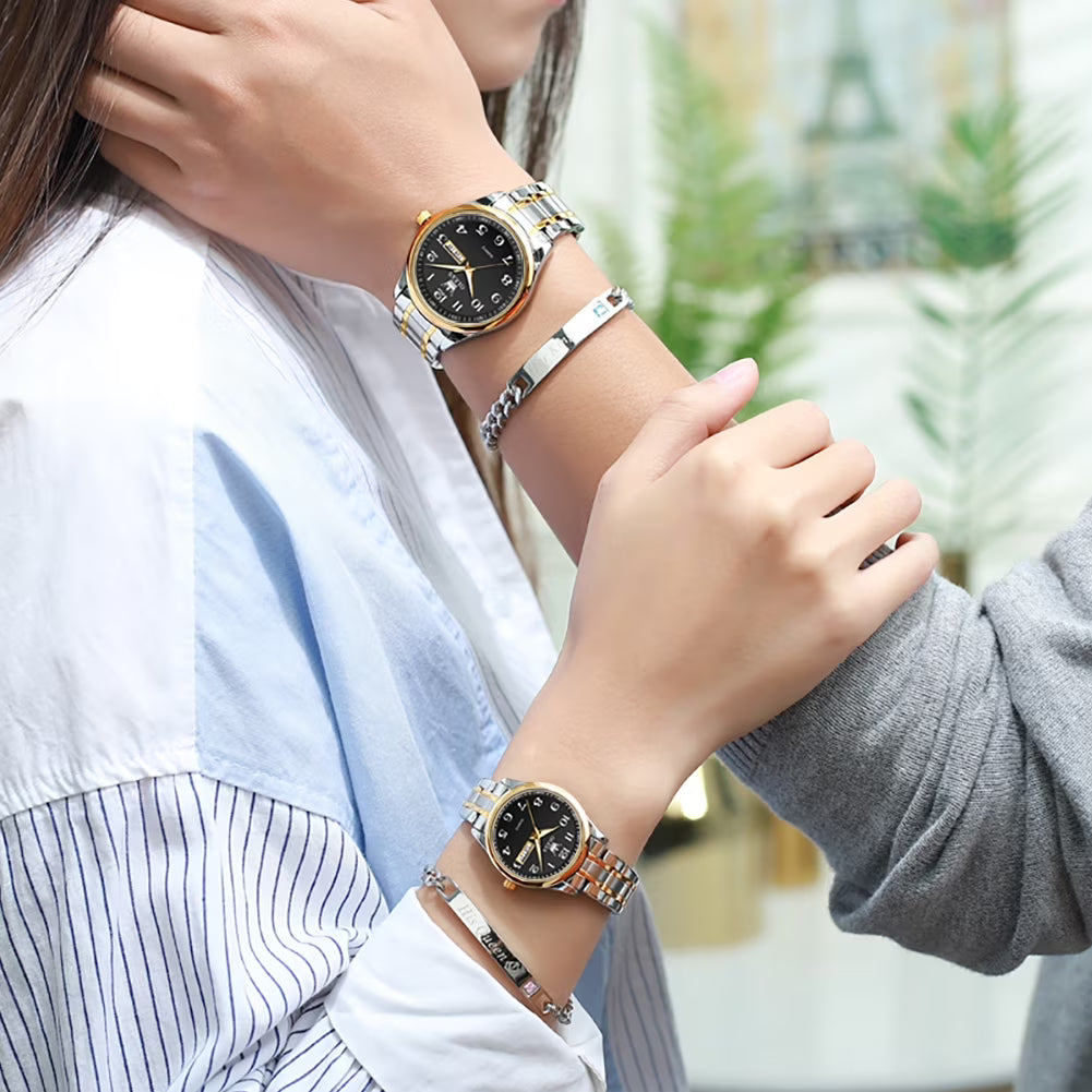 OLEVS Couple Watches Men and Women Gift Set