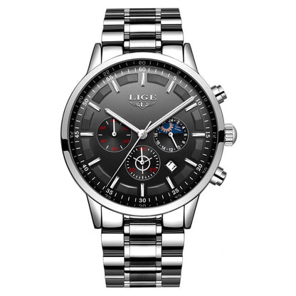 Kyusrd LIGE Men’s Business Quartz Stainless Steel Chronograph Watch