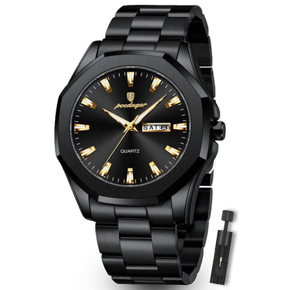 POEDAGAR Men’s Business Waterproof Quartz Watch with Date & Week Display