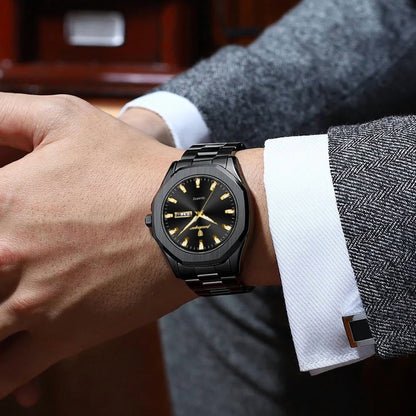 POEDAGAR Men’s Business Waterproof Quartz Watch with Date & Week Display