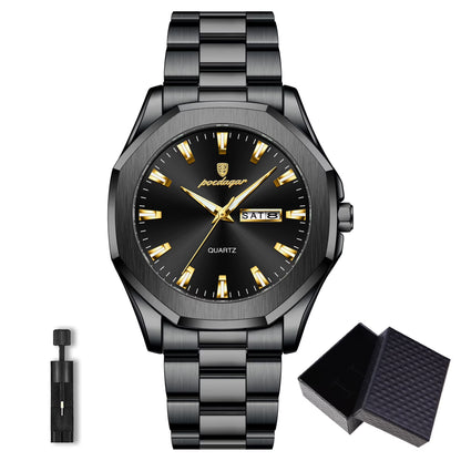 POEDAGAR Men’s Business Waterproof Quartz Watch with Date & Week Display