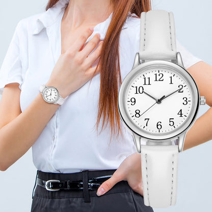 Matoen Women’s Classic Leather Analog Quartz Watch with Arabic Numerals