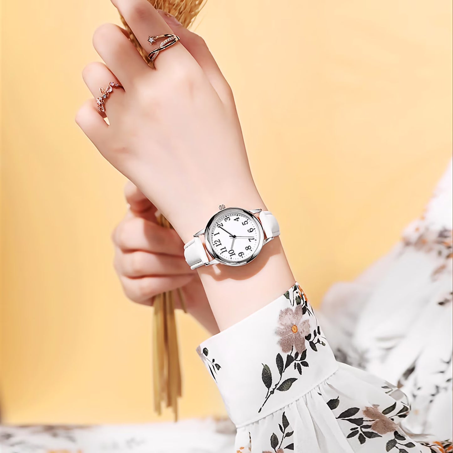 Matoen Women’s Classic Leather Analog Quartz Watch with Arabic Numerals